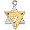 14k Two-tone Gold Star of David Pendant with Screw Accents
