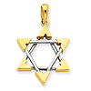 14k Two-tone Gold Star of David Pendant 7/8in