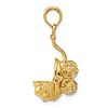 14k Yellow Gold 3-D Baby Carriage Pendant 5/8in