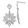 14k White Gold Diamond-cut Snowflake Dangle Earrings