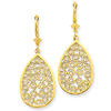 14kt Yellow Gold 1 5/8in Filigree Dangle Leverback Earrings