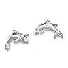 14k White Gold Dolphin Earrings with Polished Finish