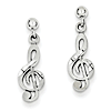 14k White Gold Treble Clef Dangle Earrings