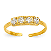 14kt Yellow Gold Four Stone Cubic Zirconia Toe Ring