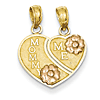 14k Two-tone Gold Mommy and Me Breakable Heart Pendant