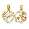 14kt Two-tone Gold Mom Daughter Breakable Hearts Pendant