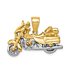 14k Two-tone Gold 3-D Moveable Motorcycle Pendant