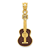 14k Yellow Gold Guitar Pendant with Enamel 1in