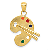 14k Yellow Gold Textured Artist Palette Pendant