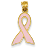14kt Yellow Gold 7/8in Pink Enamel Ribbon Pendant