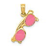 14k Yellow Gold Pink Enamel Moveable Sunglasses Pendant