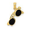 14k Yellow Gold Black Enamel Moveable Sunglasses Pendant