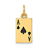 14k Yellow Gold Enameled Ace Of Spades Card Charm