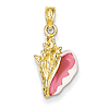 14k Yellow Gold 5/8in Conch Shell Pendant with Pink Enamel