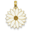 14kt Yellow Gold 3/4in White Enamel Daisy Flower Pendant