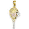 14kt Yellow Gold Rhodium 7/8in Tennis Racquet Pendant
