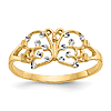 14k Yellow Gold Rhodium Diamond-Cut Butterfly Ring