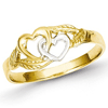 14kt Two-tone Gold Heart Duo Ring with Leaves