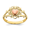 14k Yellow and Rose Gold Fancy Filigree Heart Ring