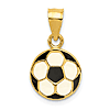 14k Yellow Gold Black and White Enamel Soccer Ball Pendant 3/8in