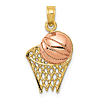 14k Yellow and Rose Gold Basketball and Hoop Pendant