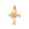 14kt Two-tone Gold 13/16in Dove Cross Pendant