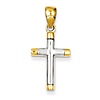 14k Two-tone Gold Smooth Cross Pendant 7/8in