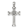 14k White Gold 1 1/4in Wrapped Cross Pendant with Beaded Texture