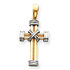 14kt Two-tone Gold 1 1/4in Latin Wrapped Cross Pendant