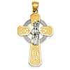 14k Two-tone Gold 1 1/2in St. Patrick Celtic Cross Pendant