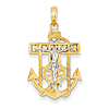 14kt Two-tone Gold 1in Mariner's Cross with Hearts