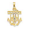 14kt Two-tone Gold 1 1/8in Mariner's Crucifix Pendant