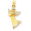 14k Yellow Gold Angel with Violin Pendant 3/4in