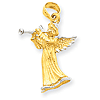 14k Yellow Gold Angel with Flute Pendant 3/4in