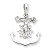 14k White Gold Mariner's Cross Pendant with Polished and Satin Finish 3/4in