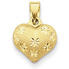 14kt Yellow Gold 3/8in Diamond-cut Puff Heart Charm