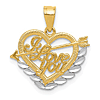 14k Yellow Gold with Rhodium I Love You Arrow in Heart Pendant