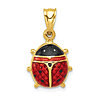 14k Yellow Gold Red and Black Enameled Ladybug Charm 3/8in