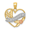 14k Two-Tone Gold with Rhodium #1 Grandma Heart Pendant