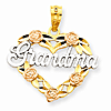 14kt Two-tone Gold 3/4in Heart Grandma Charm
