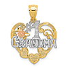 14k Two-tone Gold Rhodium #1 Grandma In Heart Pendant with Flower