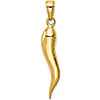 14kt Yellow Gold 1in Solid Italian Horn Pendant