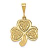 14k Yellow Gold Celtic Trinity Knot Clover Pendant 3/4in
