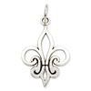 14kt White Gold 5/8in Outline Fleur de Lis Charm