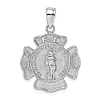 14k White Gold St. Florian Protector of Firefighters Pendant 3/4in