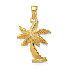 14k Yellow Gold Palm Tree Pendant 3/4in