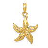 14k Yellow Gold Starfish Pendant with Textured Polished Finish 5/8in