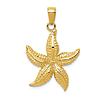 14k Yellow Gold Textured Starfish Pendant 3/4in