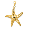 14k Yellow Gold Diamond-Cut Slender Starfish Pendant 1in