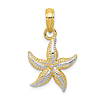 14k Yellow Gold and Rhodium Starfish Pendant 1/2in